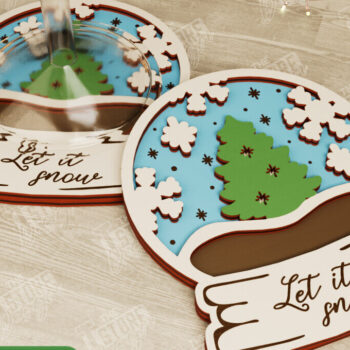 Intra απο ξύλο plywood 3mm-4mm πάχος Χριστουγεννιάτικο σουβέρ | Διακοπές | Snow Globe Δίασταση 15x15 cm INTRAFABR-107016938 - Image 1