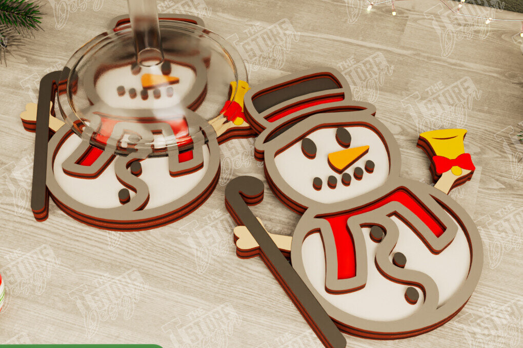 Intra απο ξύλο plywood 3mm-4mm πάχος Χριστουγεννιάτικο σουβέρ | Διακοπές | Χιονάνθρωπος Δίασταση 15x15 cm INTRAFABR-107016977