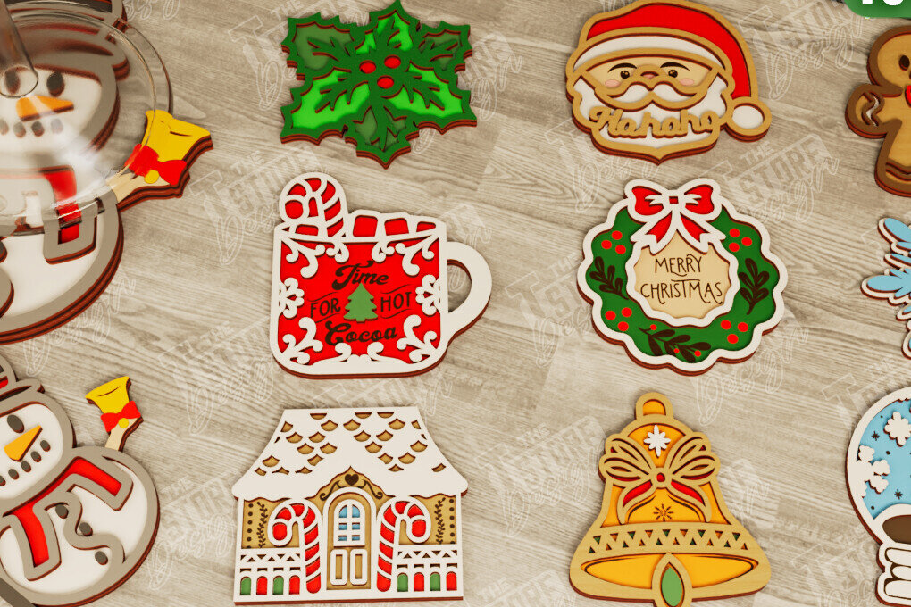 Intra απο ξύλο plywood 3mm-4mm πάχος Χριστουγεννιάτικα Σουβέρ | Γιορτινό Τραπέζι Δίασταση 15x15 cm INTRAFABR-107017203