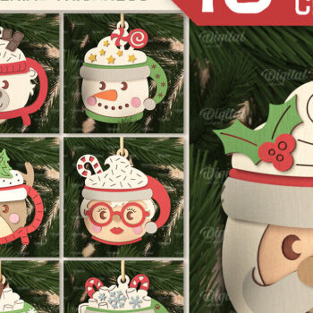 Intra απο ξύλο plywood 3mm-4mm πάχος Χριστουγεννιάτικο λέιζερ με χαρακτήρες κακάο Δίασταση 8x8 cm INTRAFABR-105753293 - Image 1