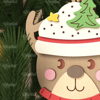 Intra απο ξύλο plywood 3mm-4mm πάχος Χριστουγεννιάτικο λέιζερ με χαρακτήρες κακάο Δίασταση 8x8 cm INTRAFABR-105753293 - Image 3