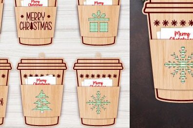 Intra απο ξύλο plywood 3mm-4mm πάχος Θήκη δώρου για χριστουγεννιάτικο καφέ Δίασταση 15x15 cm INTRAFABR-40447427