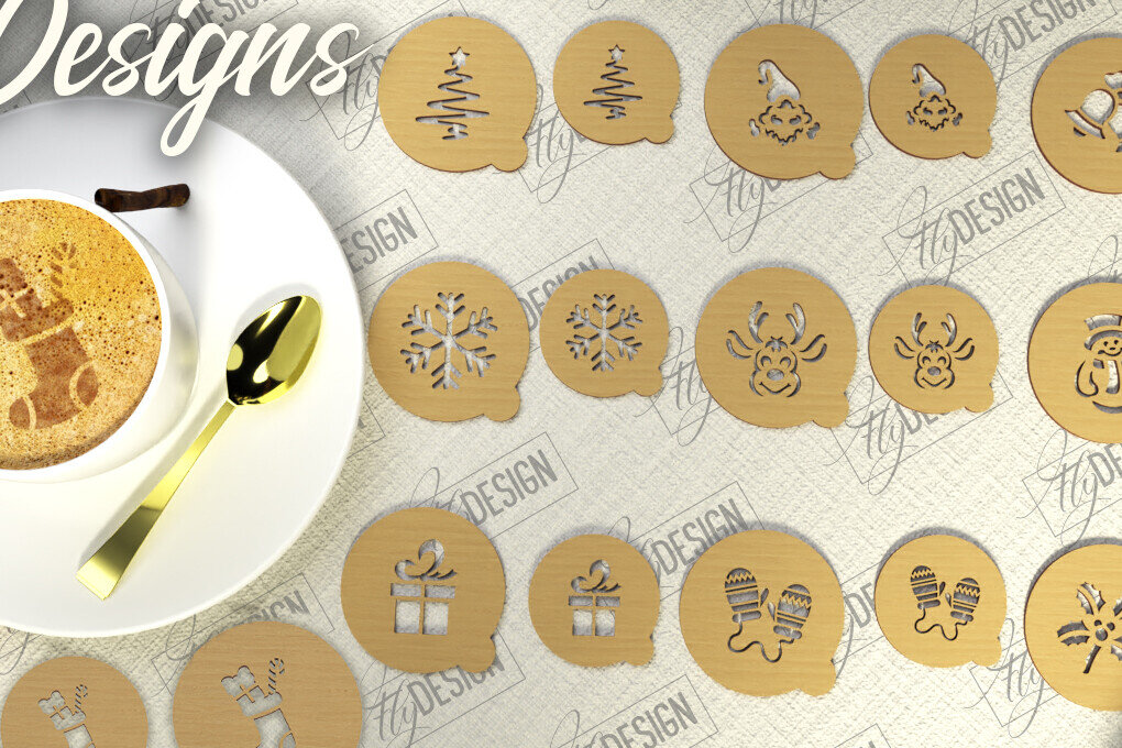 Intra απο ξύλο plywood 3mm-4mm πάχος με στένσιλ για χριστουγεννιάτικο καφέ | CNC Δίασταση 15x15 cm INTRAFABR-107634096