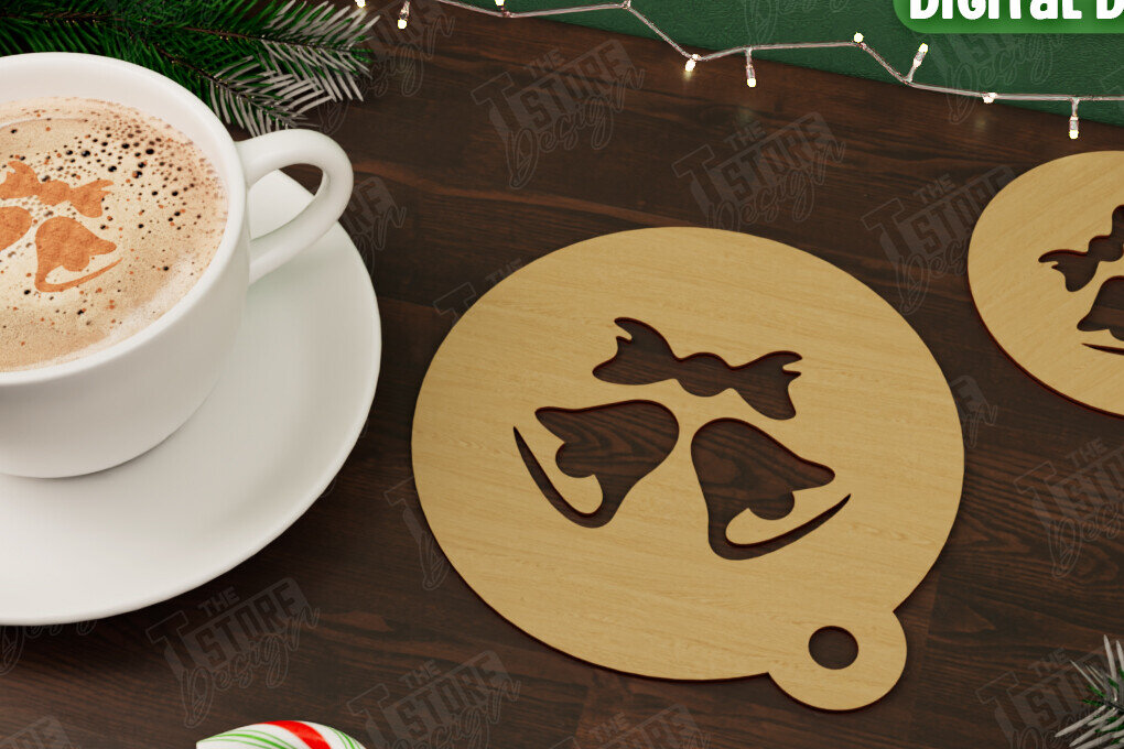 Intra απο ξύλο plywood 3mm-4mm πάχος Στένσιλ χριστουγεννιάτικου καφέ | Διακοπές |CNC Δίασταση 15x15 cm INTRAFABR-107555512