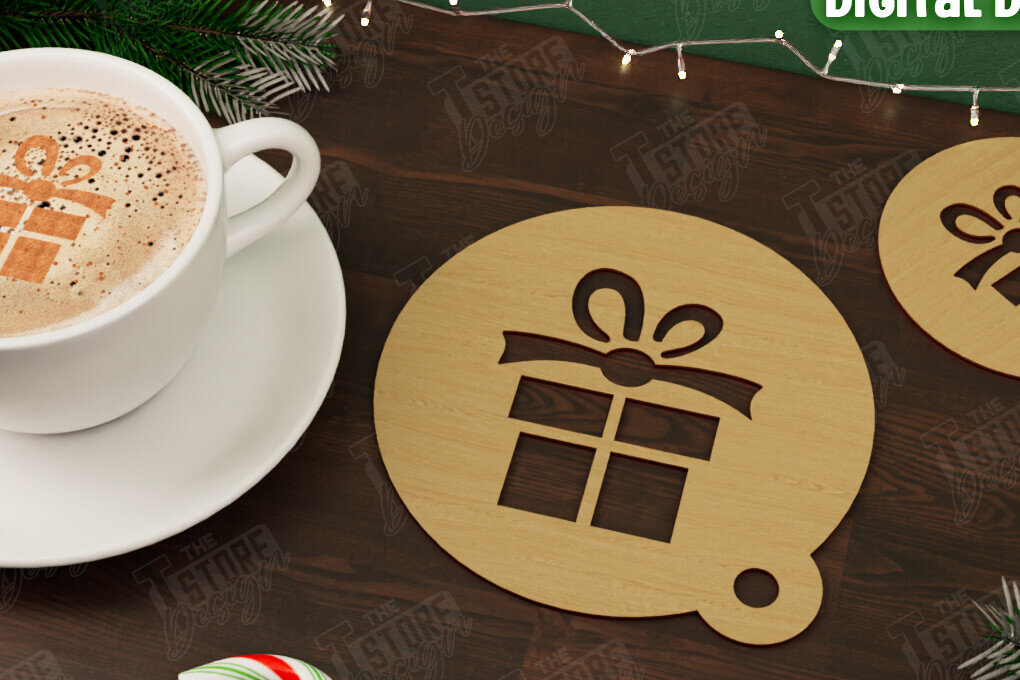 Intra απο ξύλο plywood 3mm-4mm πάχος Στένσιλ χριστουγεννιάτικου καφέ | Διακοπές |CNC Δίασταση 15x15 cm INTRAFABR-107555534