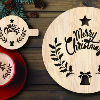 Intra απο ξύλο plywood 3mm-4mm πάχος Χριστουγεννιάτικο στένσιλ καφέ με λέιζερ Δίασταση 15x15 cm INTRAFABR-108529566 - Image 1