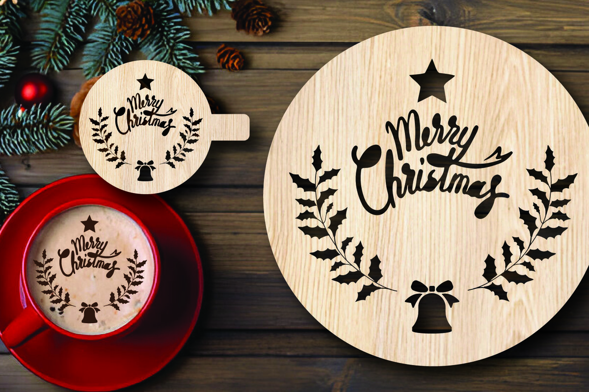 Intra απο ξύλο plywood 3mm-4mm πάχος Χριστουγεννιάτικο στένσιλ καφέ με λέιζερ Δίασταση 15x15 cm INTRAFABR-108529566