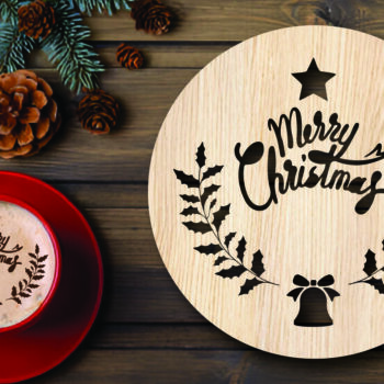 Intra απο ξύλο plywood 3mm-4mm πάχος Χριστουγεννιάτικο στένσιλ καφέ με λέιζερ Δίασταση 15x15 cm INTRAFABR-108529566 - Image 2