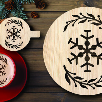 Intra απο ξύλο plywood 3mm-4mm πάχος Χριστουγεννιάτικο στένσιλ καφέ με λέιζερ Δίασταση 15x15 cm INTRAFABR-108529137 - Image 1