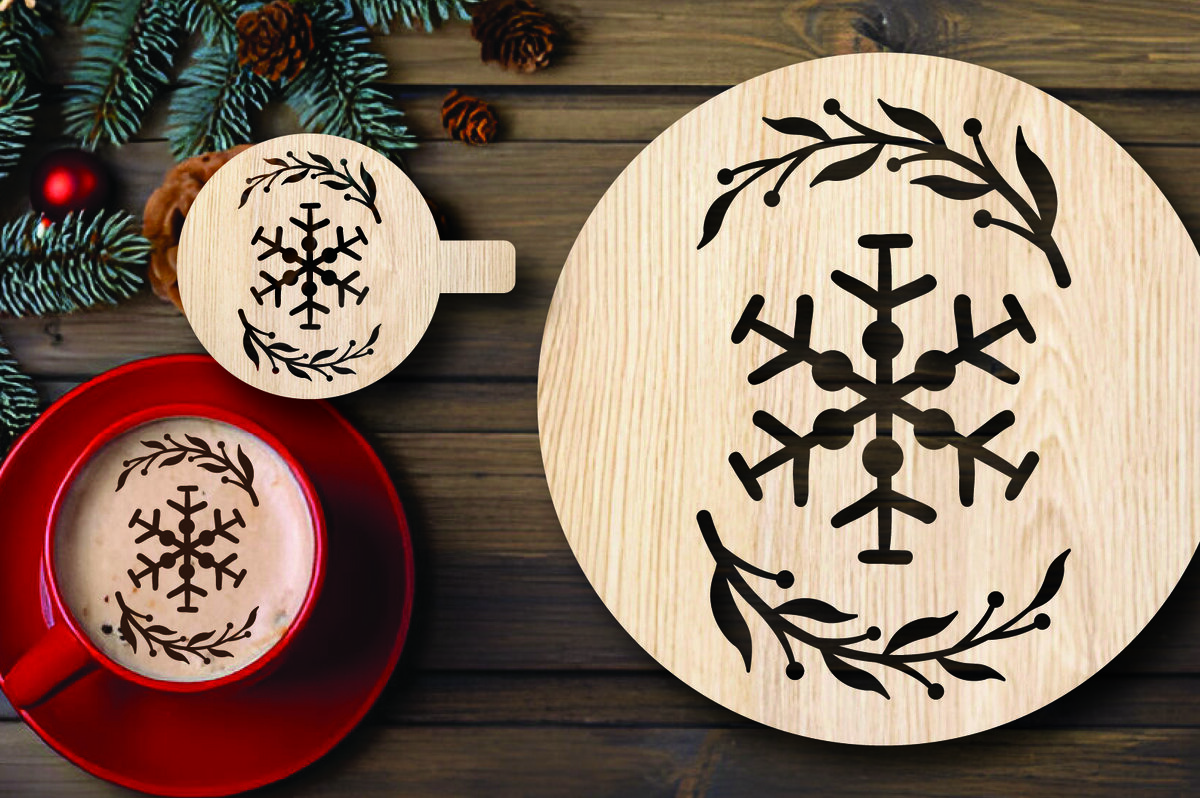 Intra απο ξύλο plywood 3mm-4mm πάχος Χριστουγεννιάτικο στένσιλ καφέ με λέιζερ Δίασταση 15x15 cm INTRAFABR-108529137