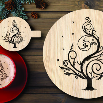 Intra απο ξύλο plywood 3mm-4mm πάχος Χριστουγεννιάτικο στένσιλ καφέ με λέιζερ Δίασταση 15x15 cm INTRAFABR-108529249 - Image 1