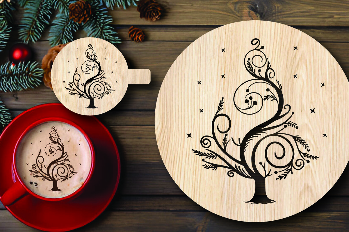 Intra απο ξύλο plywood 3mm-4mm πάχος Χριστουγεννιάτικο στένσιλ καφέ με λέιζερ Δίασταση 15x15 cm INTRAFABR-108529249