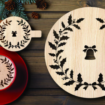 Intra απο ξύλο plywood 3mm-4mm πάχος Χριστουγεννιάτικο στένσιλ καφέ με λέιζερ Δίασταση 15x15 cm INTRAFABR-108529288 - Image 1