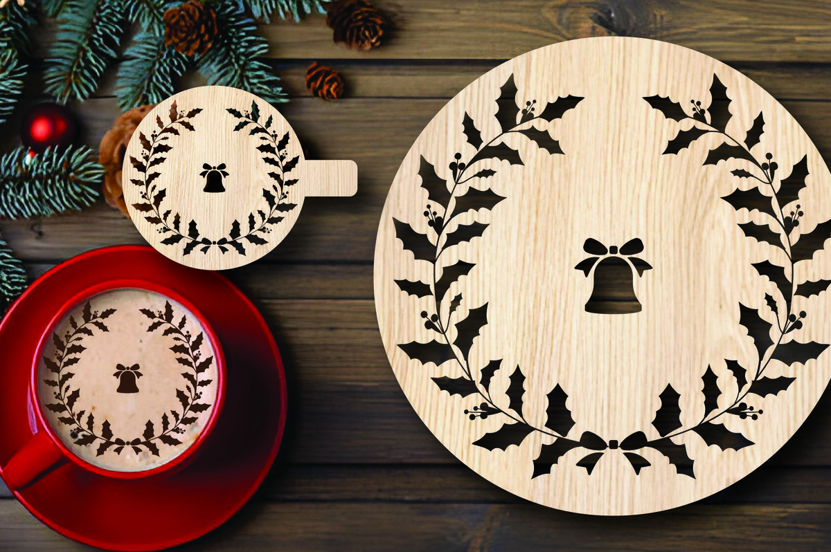 Intra απο ξύλο plywood 3mm-4mm πάχος Χριστουγεννιάτικο στένσιλ καφέ με λέιζερ Δίασταση 15x15 cm INTRAFABR-108529288