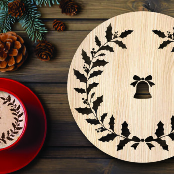 Intra απο ξύλο plywood 3mm-4mm πάχος Χριστουγεννιάτικο στένσιλ καφέ με λέιζερ Δίασταση 15x15 cm INTRAFABR-108529288 - Image 2