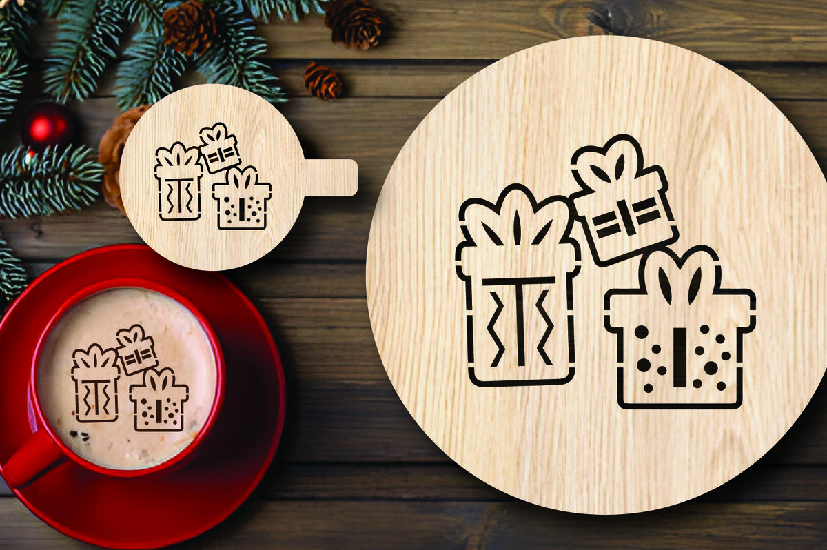 Intra απο ξύλο plywood 3mm-4mm πάχος Χριστουγεννιάτικο στένσιλ καφέ με λέιζερ Δίασταση 15x15 cm INTRAFABR-108529417