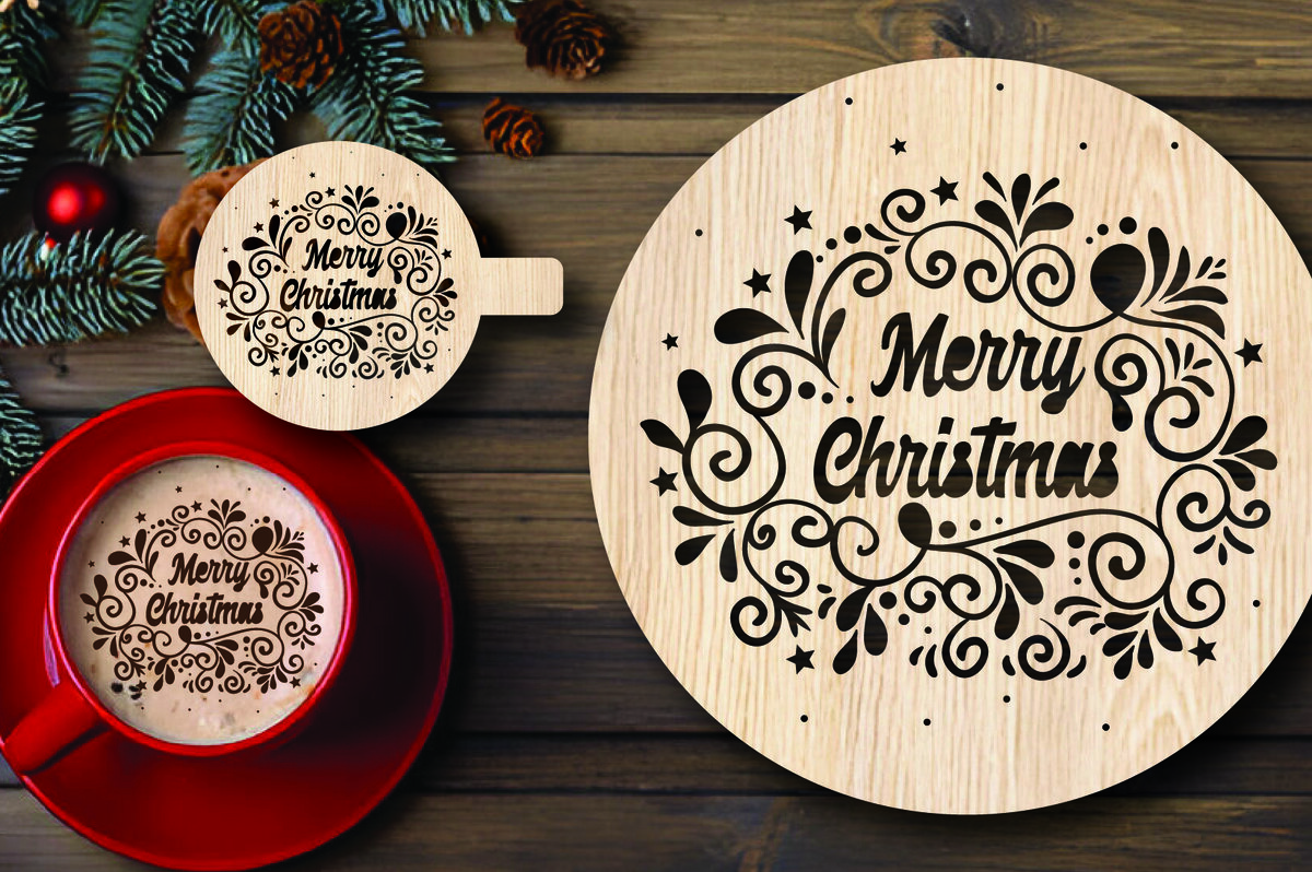 Intra απο ξύλο plywood 3mm-4mm πάχος Χριστουγεννιάτικο στένσιλ καφέ με λέιζερ Δίασταση 15x15 cm INTRAFABR-108529475