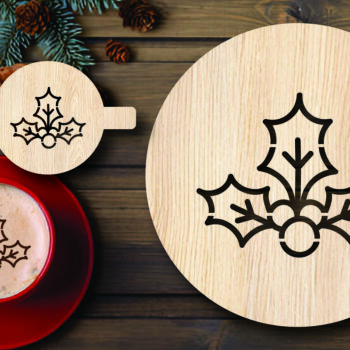 Intra απο ξύλο plywood 3mm-4mm πάχος Χριστουγεννιάτικο στένσιλ καφέ με λέιζερ Δίασταση 15x15 cm INTRAFABR-108529538 - Image 1