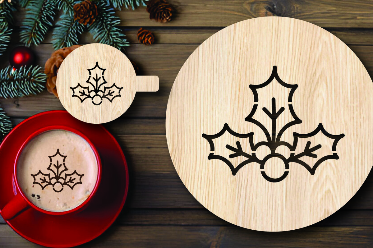 Intra απο ξύλο plywood 3mm-4mm πάχος Χριστουγεννιάτικο στένσιλ καφέ με λέιζερ Δίασταση 15x15 cm INTRAFABR-108529538