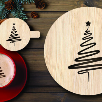 Intra απο ξύλο plywood 3mm-4mm πάχος Χριστουγεννιάτικο στένσιλ καφέ με λέιζερ Δίασταση 15x15 cm INTRAFABR-108529100 - Image 1