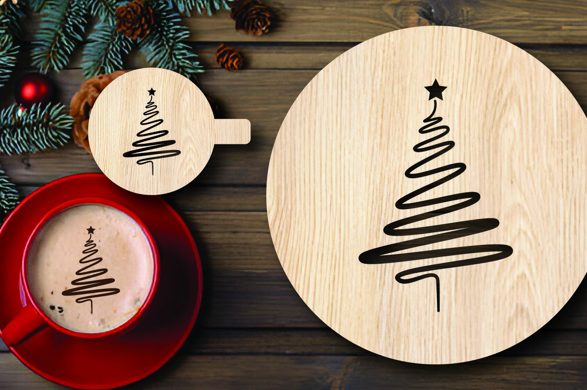 Intra απο ξύλο plywood 3mm-4mm πάχος Χριστουγεννιάτικο στένσιλ καφέ με λέιζερ Δίασταση 15x15 cm INTRAFABR-108529100