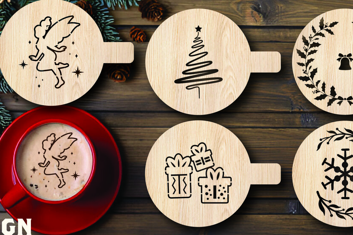 Intra απο ξύλο plywood 3mm-4mm πάχος Χριστουγεννιάτικου Stencil Δίασταση 15x15 cm INTRAFABR-108529371