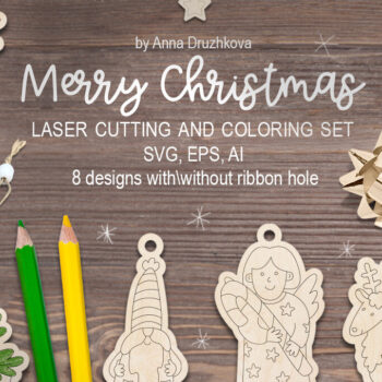 Intra απο ξύλο plywood 3mm-4mm πάχος Χριστουγεννιάτικο κιτ χρωματισμού Glowforge  Δίασταση 15x15 cm INTRAFABR-50704157 - Image 1