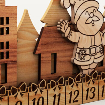 Intra απο ξύλο plywood 3mm-4mm πάχος Ημερολόγιο έλευσης αντίστροφης μέτρησης Χριστουγέννων Δίασταση 15x15 cm INTRAFABR-108339512 - Image 1