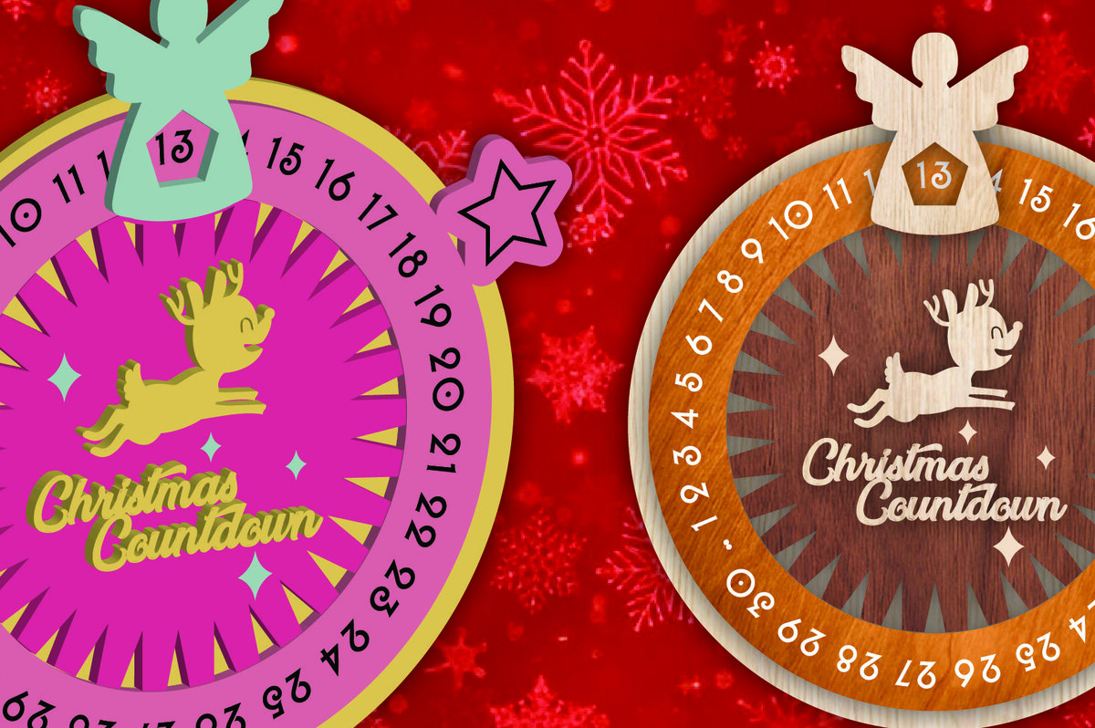 Intra απο ξύλο plywood 3mm-4mm πάχος Χριστουγεννιάτικη αντίστροφη μέτρηση Μπιχλιμπίδι Δίασταση 15x15 cm INTRAFABR-107913545