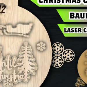 Intra απο ξύλο plywood 3mm-4mm πάχος Χριστουγεννιάτικη αντίστροφη μέτρηση Μπιχλιμπίδι Δίασταση 15x15 cm INTRAFABR-106394350