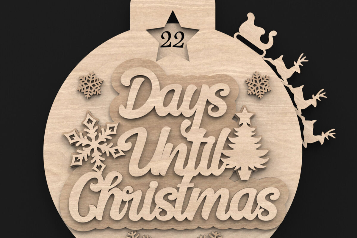 Intra απο ξύλο plywood 3mm-4mm πάχος Χριστουγεννιάτικη Αντίστροφη μέτρηση Μπιχλιμπίδι  Δίασταση 15x15 cm INTRAFABR-91430407