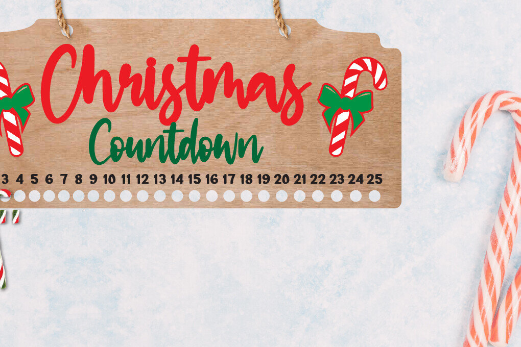 Intra απο ξύλο plywood 3mm-4mm πάχος Χριστουγεννιάτικη αντίστροφη μέτρηση | Candy Cane Δίασταση 15x15 cm INTRAFABR-110302119