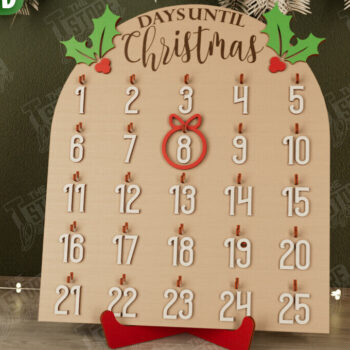 Intra απο ξύλο plywood 3mm-4mm πάχος Χριστουγεννιάτικη αντίστροφη μέτρηση | Χριστουγεννιάτικο ημερολόγιο Δίασταση 15x15 cm INTRAFABR-106126094 - Image 1