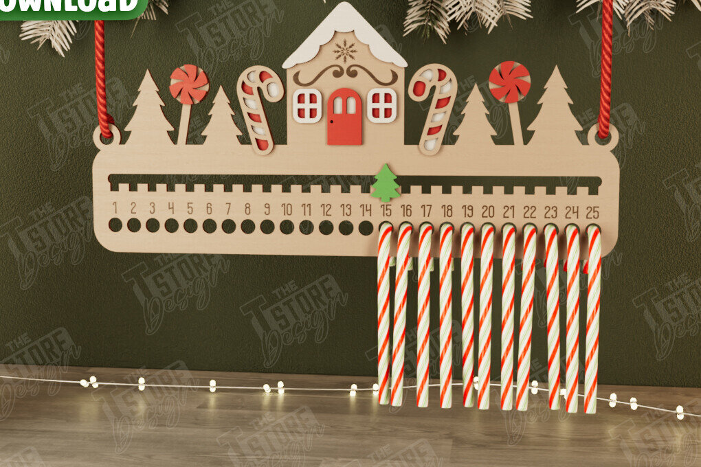 Intra απο ξύλο plywood 3mm-4mm πάχος Χριστουγεννιάτικη αντίστροφη μέτρηση | Χριστουγεννιάτικο ημερολόγιο Δίασταση 15x15 cm INTRAFABR-106126110