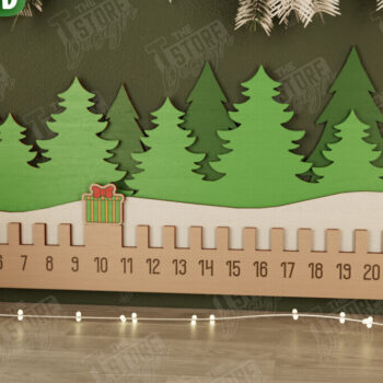 Intra απο ξύλο plywood 3mm-4mm πάχος Χριστουγεννιάτικη αντίστροφη μέτρηση | Χριστουγεννιάτικο ημερολόγιο Δίασταση 15x15 cm INTRAFABR-106126188 - Image 1