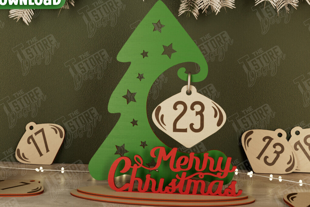 Intra απο ξύλο plywood 3mm-4mm πάχος Χριστουγεννιάτικη αντίστροφη μέτρηση | Χριστουγεννιάτικο ημερολόγιο Δίασταση 15x15 cm INTRAFABR-106126204