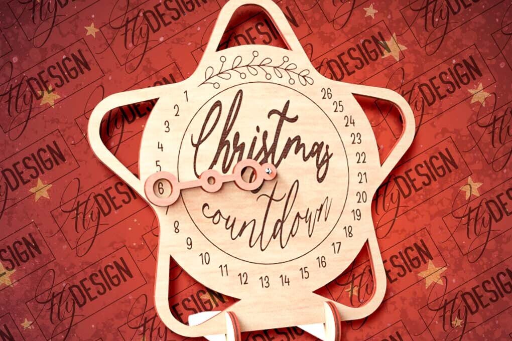 Intra απο ξύλο plywood 3mm-4mm πάχος Χριστουγεννιάτικη αντίστροφη μέτρηση με λέιζερ | CNC Δίασταση 15x15 cm INTRAFABR-80857313