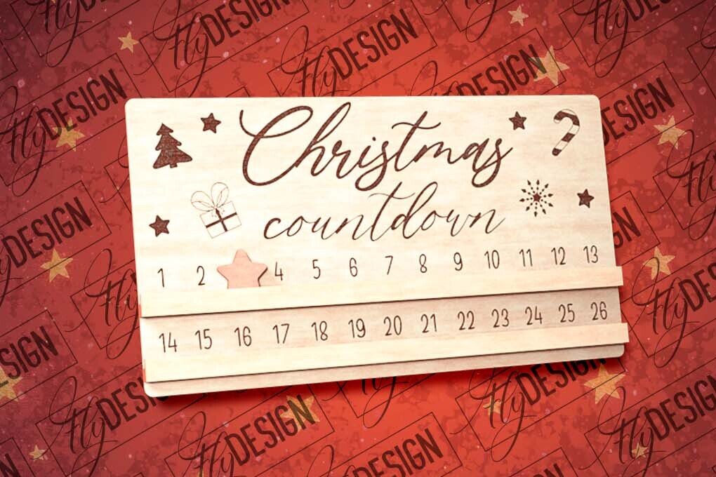 Intra απο ξύλο plywood 3mm-4mm πάχος Χριστουγεννιάτικη αντίστροφη μέτρηση με λέιζερ | CNC Δίασταση 15x15 cm INTRAFABR-80857220