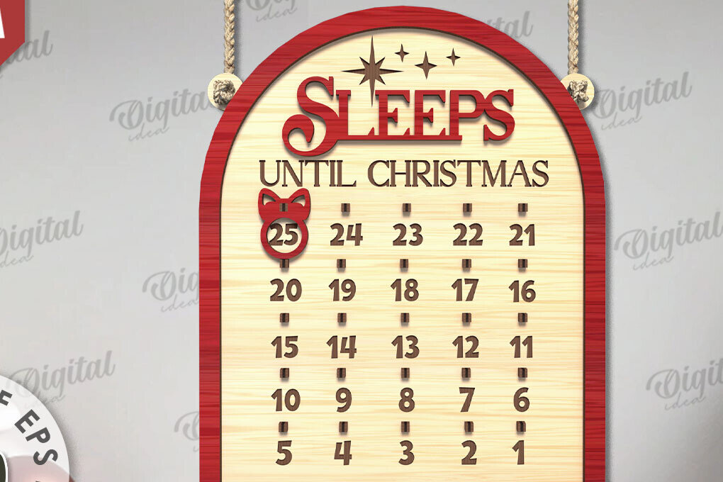 Intra απο ξύλο plywood 3mm-4mm πάχος Χριστουγεννιάτικη αντίστροφη μέτρηση σχέδιο κοπής με λέιζερ Δίασταση 15x15 cm INTRAFABR-109354776