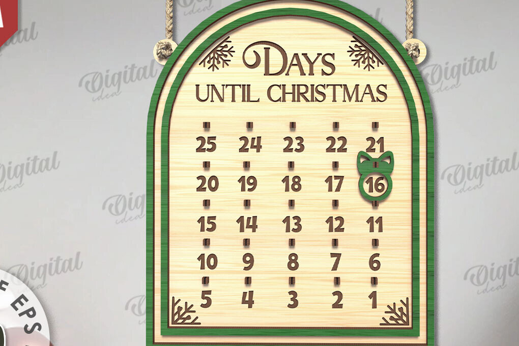 Intra απο ξύλο plywood 3mm-4mm πάχος Χριστουγεννιάτικη αντίστροφη μέτρηση σχέδιο κοπής με λέιζερ Δίασταση 15x15 cm INTRAFABR-109484116