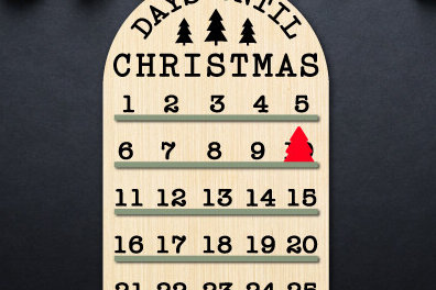 Intra απο ξύλο plywood 3mm-4mm πάχος Γραφικό κοπής με λέιζερ αντίστροφη μέτρηση Χριστουγέννων Δίασταση 15x15 cm INTRAFABR-85454185