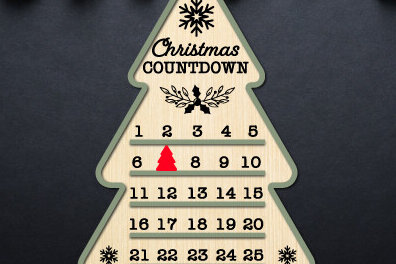 Intra απο ξύλο plywood 3mm-4mm πάχος Γραφικό κοπής με λέιζερ αντίστροφη μέτρηση Χριστουγέννων Δίασταση 15x15 cm INTRAFABR-85454200