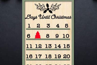 Intra απο ξύλο plywood 3mm-4mm πάχος Γραφικό κοπής με λέιζερ αντίστροφη μέτρηση Χριστουγέννων Δίασταση 15x15 cm INTRAFABR-85454166