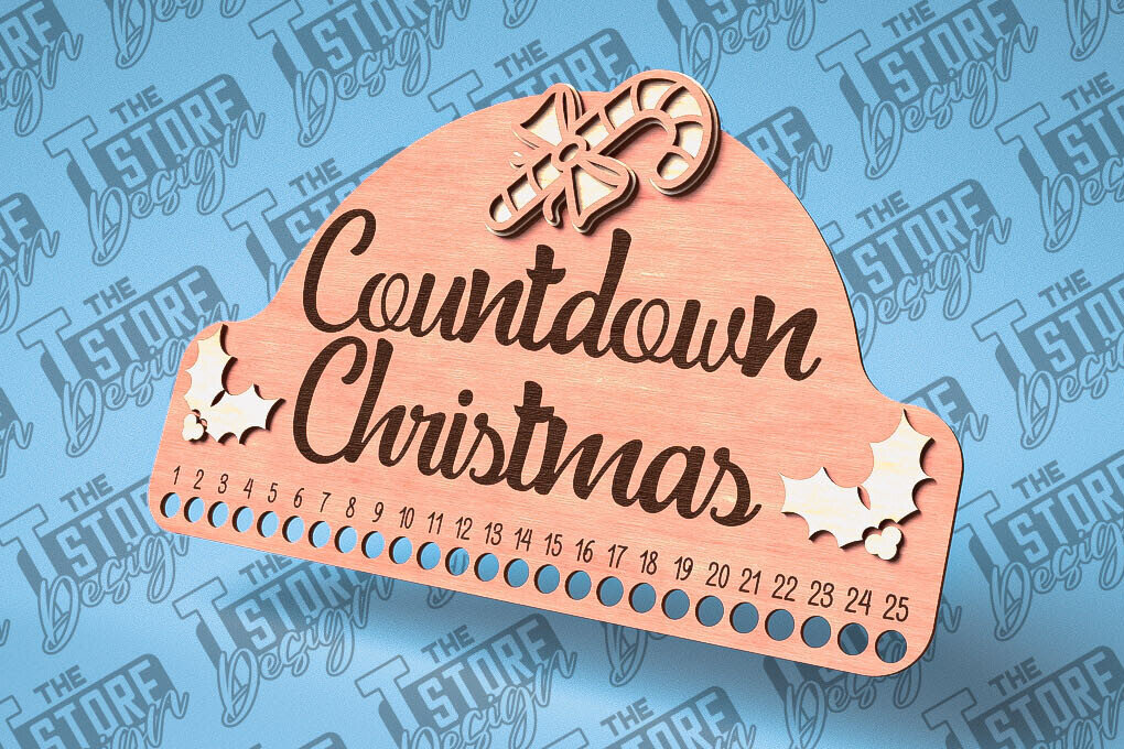 Intra απο ξύλο plywood 3mm-4mm πάχος Χριστουγεννιάτικη Αντίστροφη μέτρηση με Design Δίασταση 15x15 cm INTRAFABR-79767158