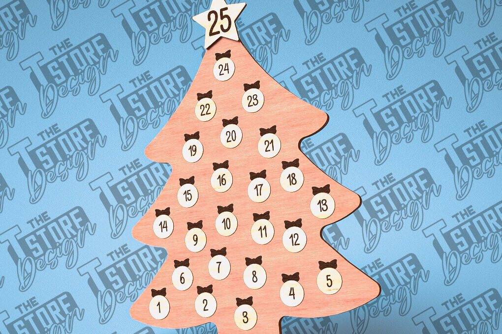 Intra απο ξύλο plywood 3mm-4mm πάχος Χριστουγεννιάτικη Αντίστροφη μέτρηση με Design Δίασταση 15x15 cm INTRAFABR-79767251