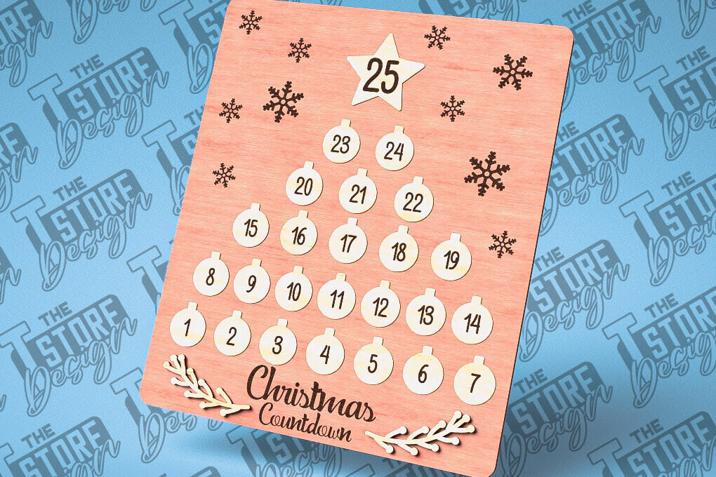 Intra απο ξύλο plywood 3mm-4mm πάχος Χριστουγεννιάτικη Αντίστροφη μέτρηση με Design Δίασταση 15x15 cm INTRAFABR-79767283