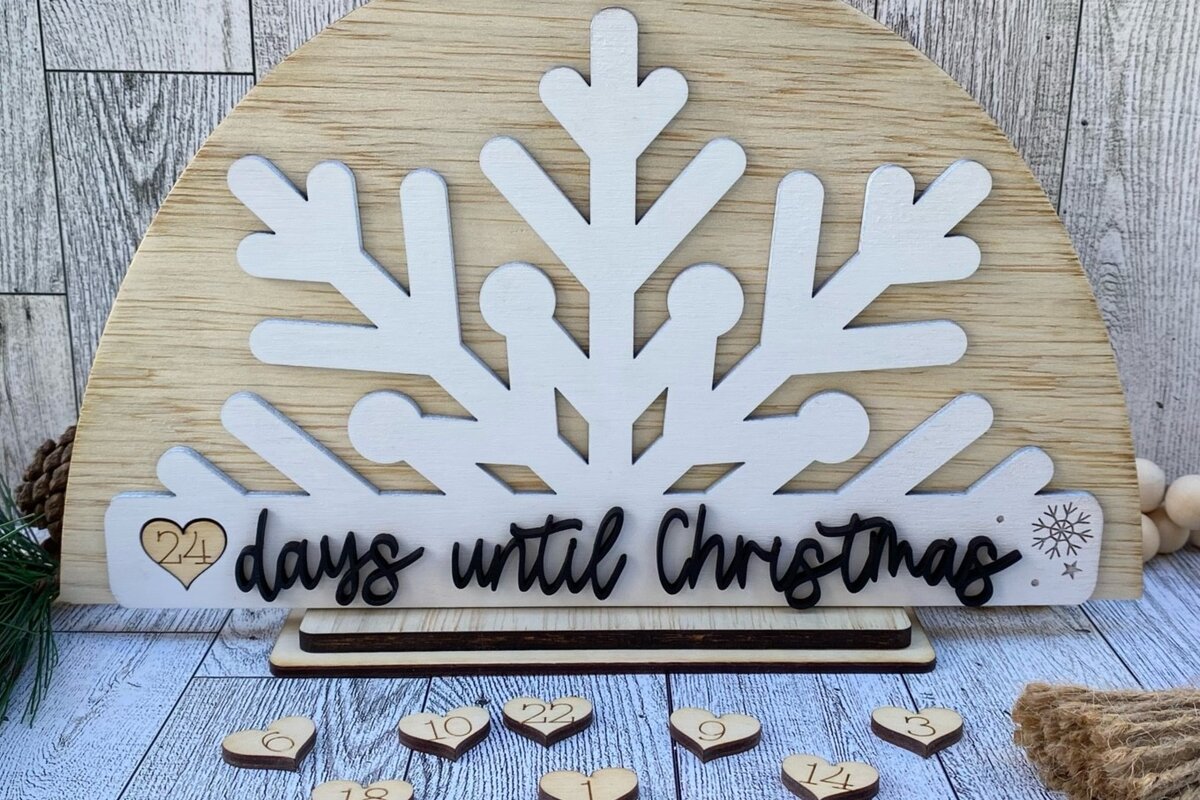 Intra απο ξύλο plywood 3mm-4mm πάχος Χριστουγεννιάτικη αντίστροφη μέτρηση  Δίασταση 30x20 cm INTRAFABR-50025563