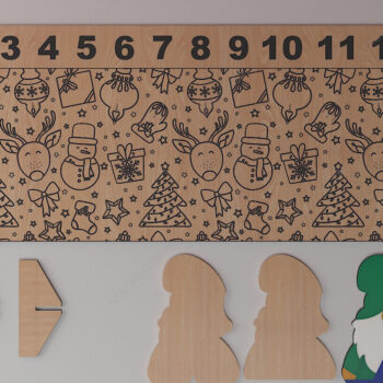 Intra απο ξύλο plywood 3mm-4mm πάχος Χριστουγεννιάτικη αντίστροφη μέτρηση Ημερολόγιο Noel Xmas Δίασταση 15x15 cm INTRAFABR-79635681 - Image 2