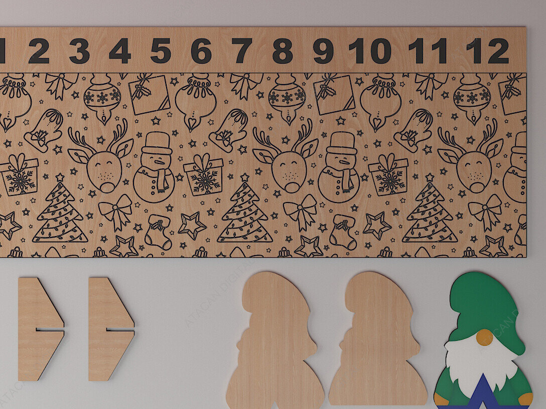Intra απο ξύλο plywood 3mm-4mm πάχος Χριστουγεννιάτικη αντίστροφη μέτρηση Ημερολόγιο Noel Xmas Δίασταση 15x15 cm INTRAFABR-79635681 - Image 2