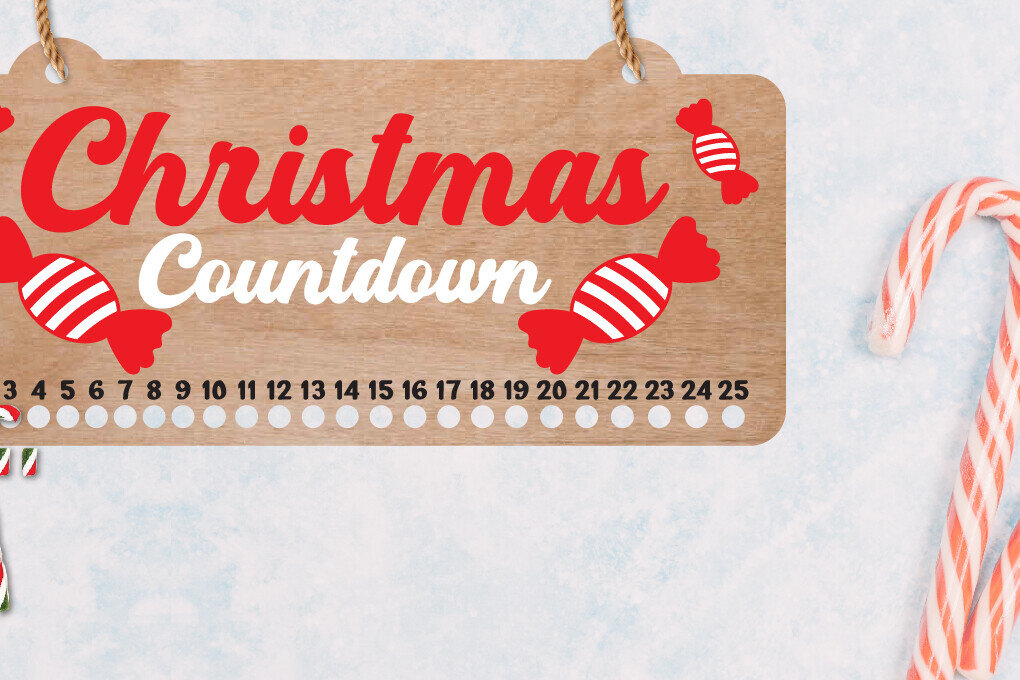 Intra απο ξύλο plywood 3mm-4mm πάχος Αντίστροφη μέτρηση Χριστουγέννων|Ημερολόγιο Candy Cane Δίασταση 15x15 cm INTRAFABR-109582188